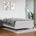 Queen Size White Faux Leather Platform Bed Frame and Mattress Set N70791
