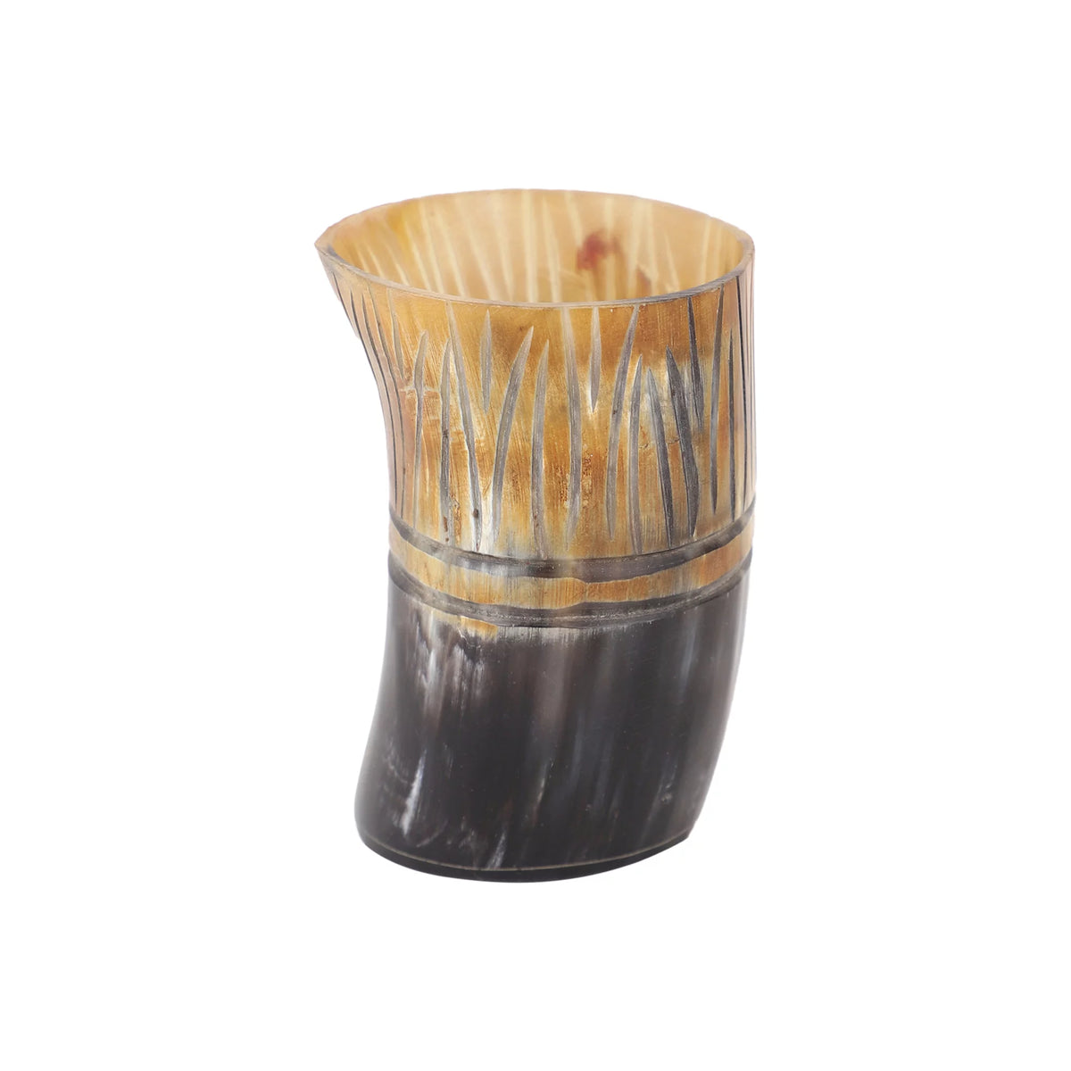 Handmade Natural Ox-Horn Drinking Horn Set with Belt Holster T39931