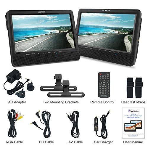 9.5 Car Dual Portable DVD Player with 5 Hours Rechargeable Battery W824