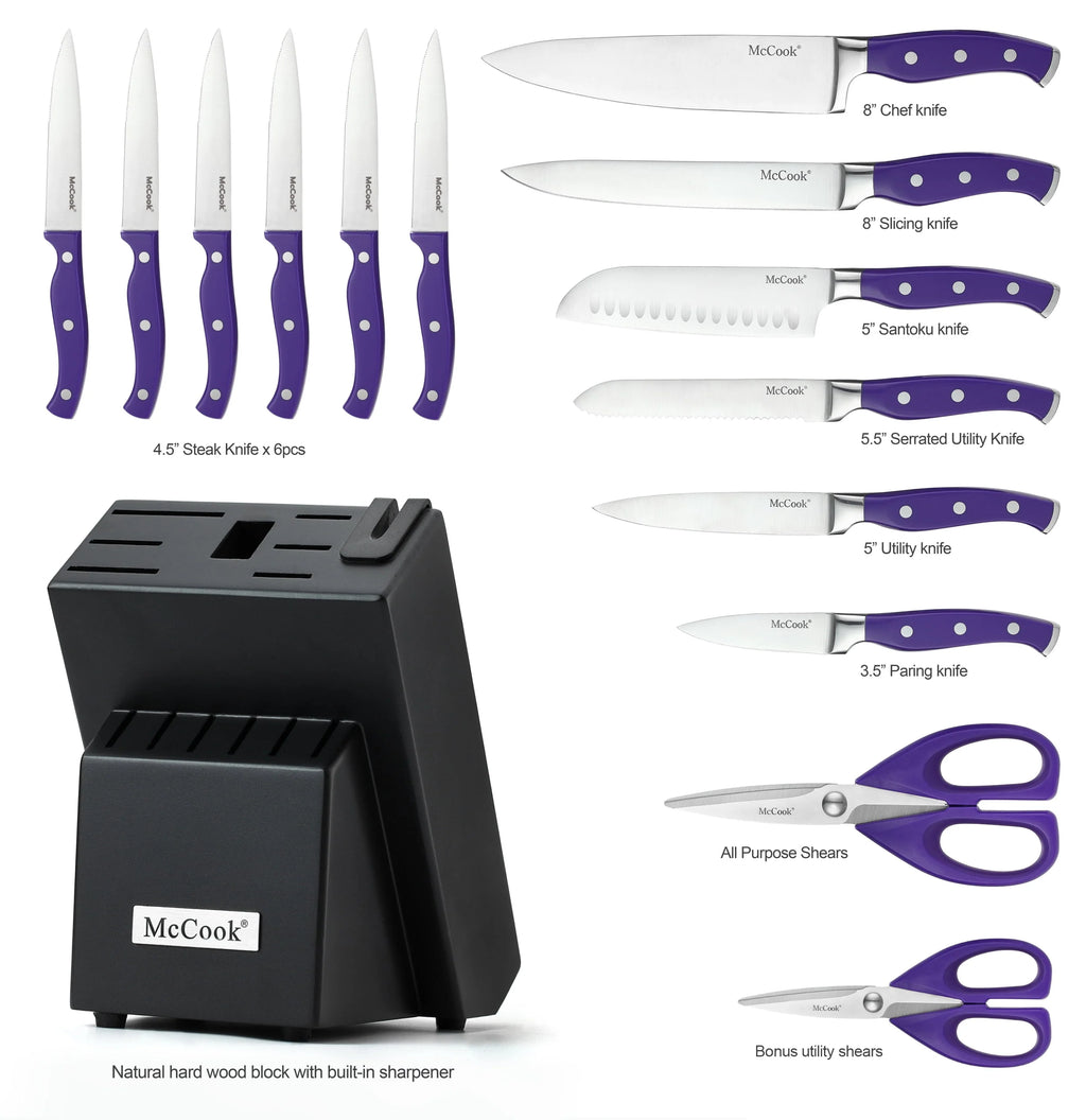 15 Pieces German Stainless Steel Kitchen Knife Block Set F146239