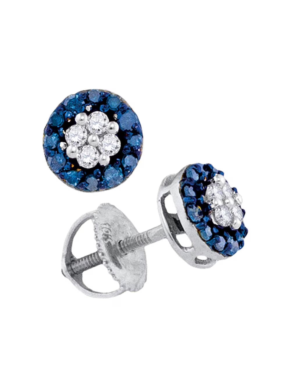 10kt White Gold Diamond Cluster Earrings 1/3 Cttw Y12919
