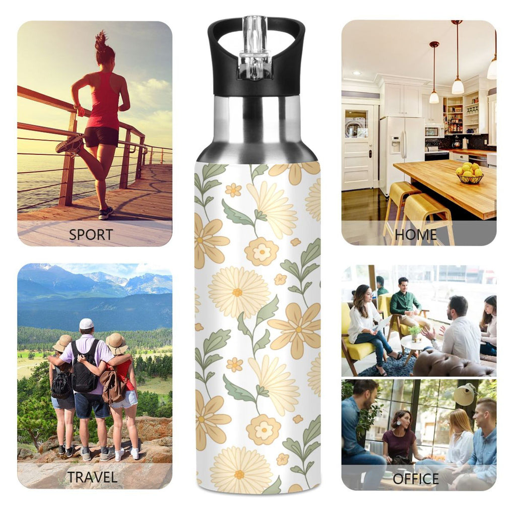 Stainless Steel Insulated Thermos Vacuum Flask Water Bottle with Straw Lid N559