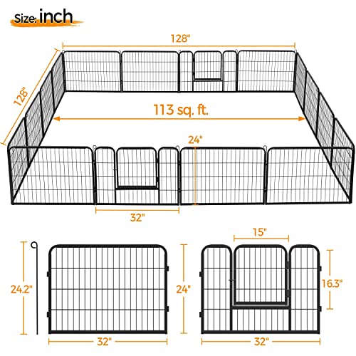 24-Inch 6 Panel Black Pet Playpen F8642