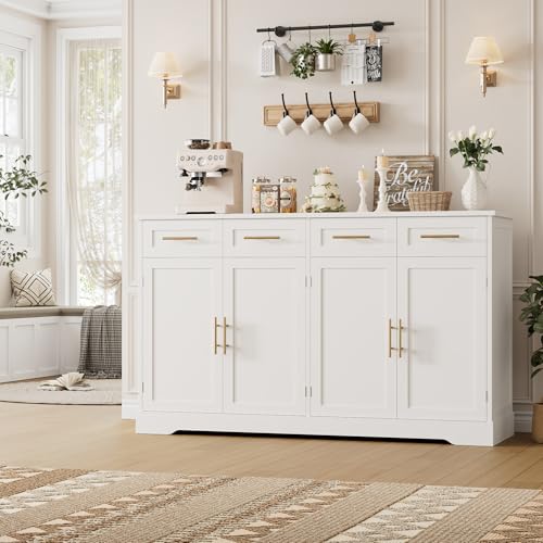 60" Ash Gray Buffet Sideboard with 4 Drawer Z590