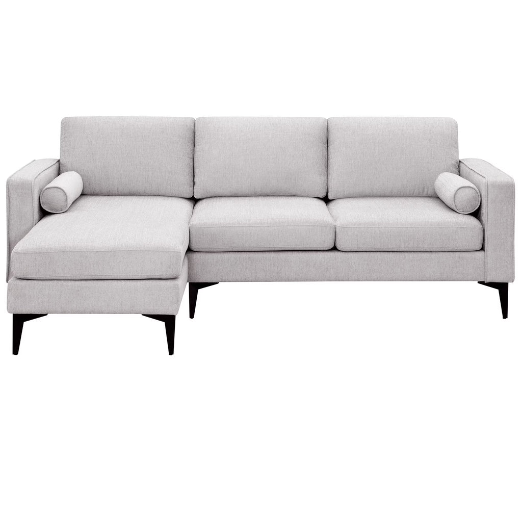 L-Shaped Sectional Sofa with Reversible Chaise, 3 Seater Chenille Fabric Modular Couch with Pillows Metal Legs X303613