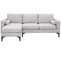 L-Shaped Sectional Sofa with Reversible Chaise, 3 Seater Chenille Fabric Modular Couch with Pillows Metal Legs X303613