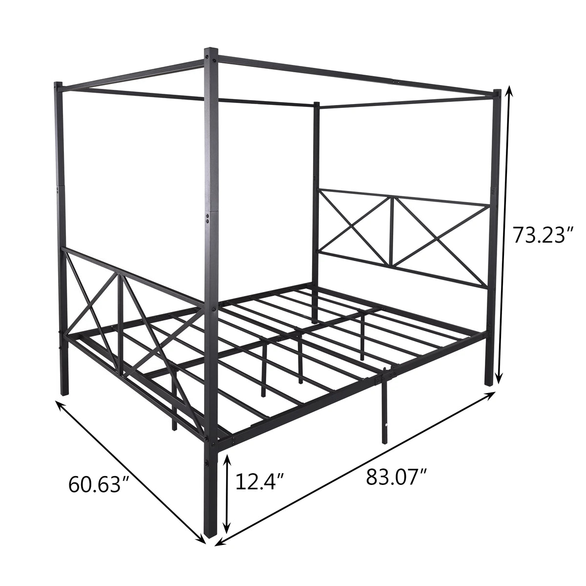 Queen Black Metal Canopy Platform Bed Frame V18815
