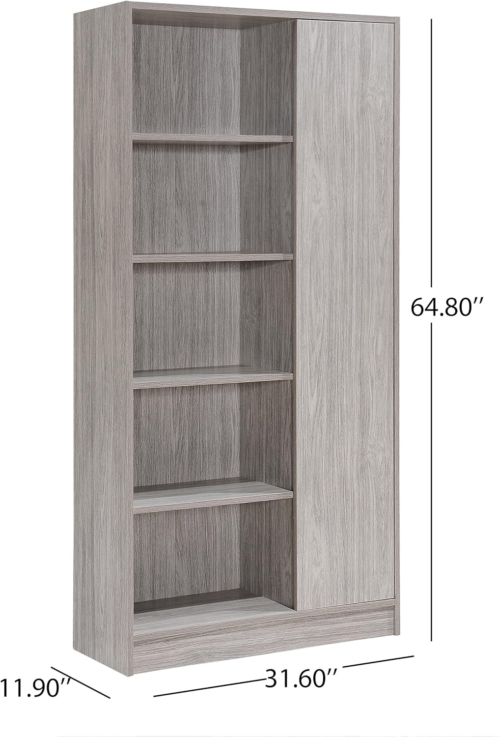 Grey Oak Finish Faux Wood Bookcase U3547