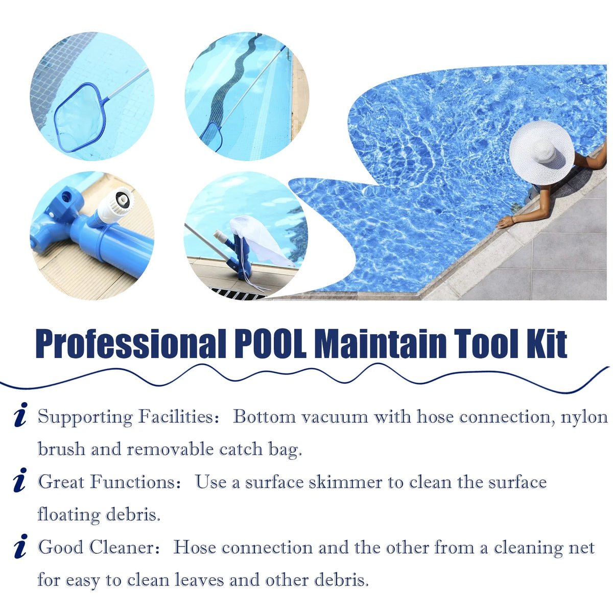 Pool Cleaning Set with Skimmer Brush Hose Z997918
