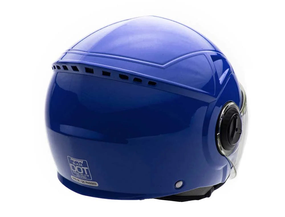 Open Face Motorcycle Helmet Gloss Blue X-Large H71896