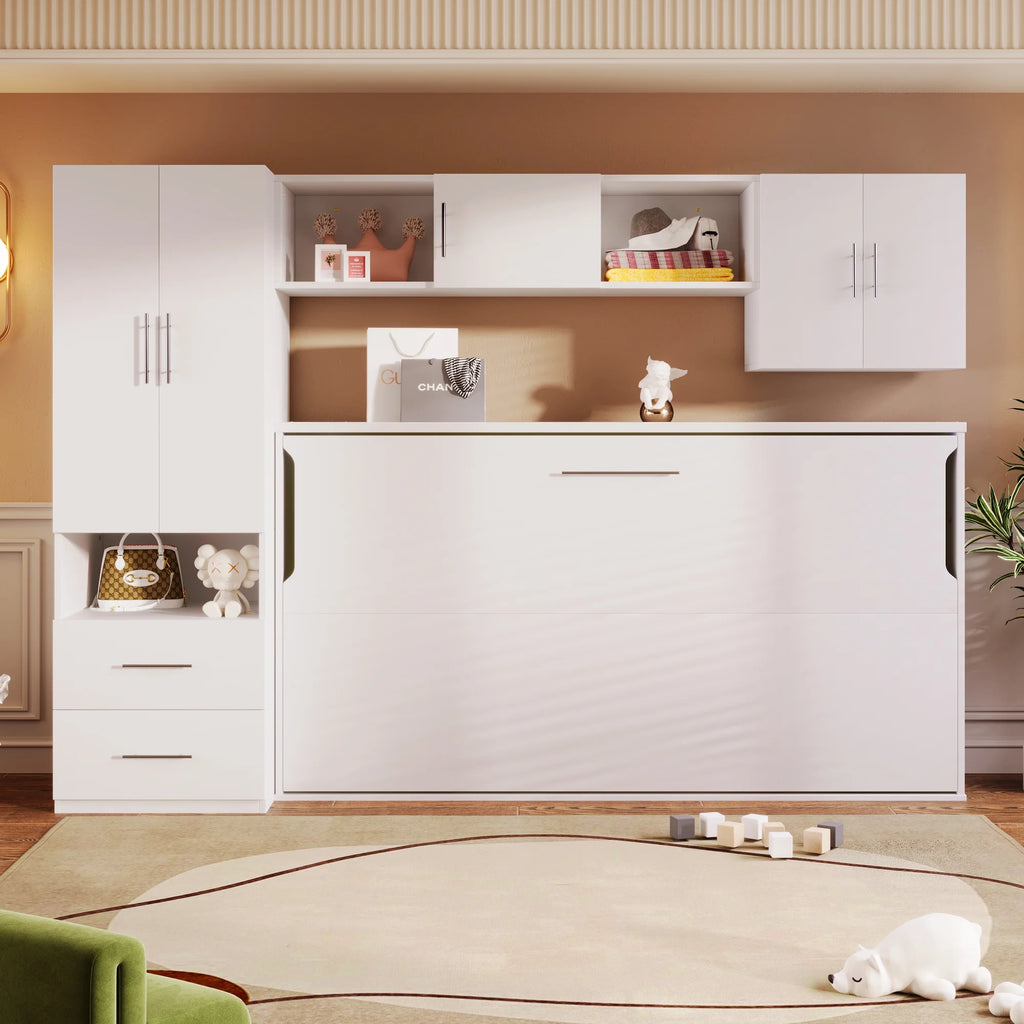 Twin Size Murphy Bed with Shelf and Drawer G38877