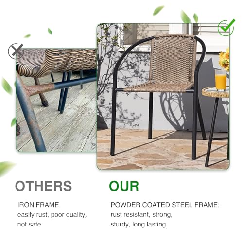 Stackable Wicker Rattan Outdoor Chairs Set of 4 M57869