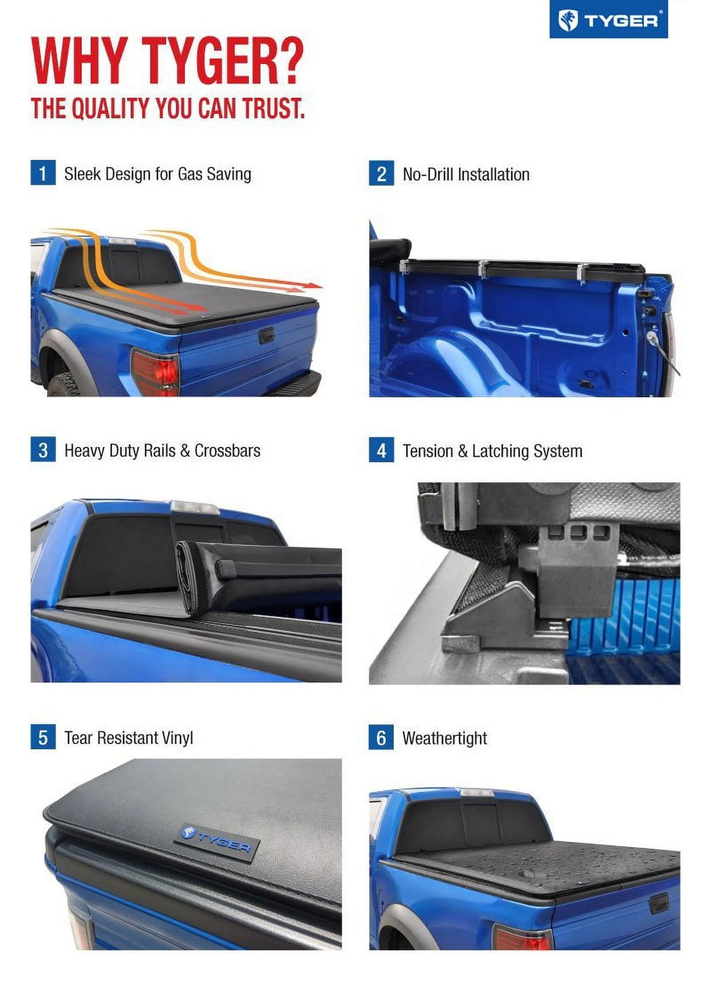 Soft Roll-up Truck Bed Tonneau Cover for 6'7" Bed A305