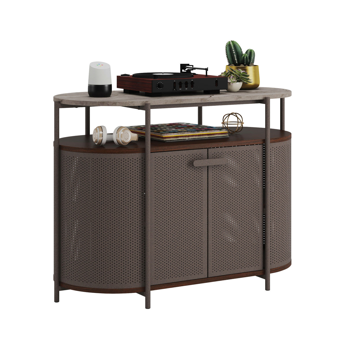 Mid-Century Modern TV Stand, Umber Wood Finish F608690