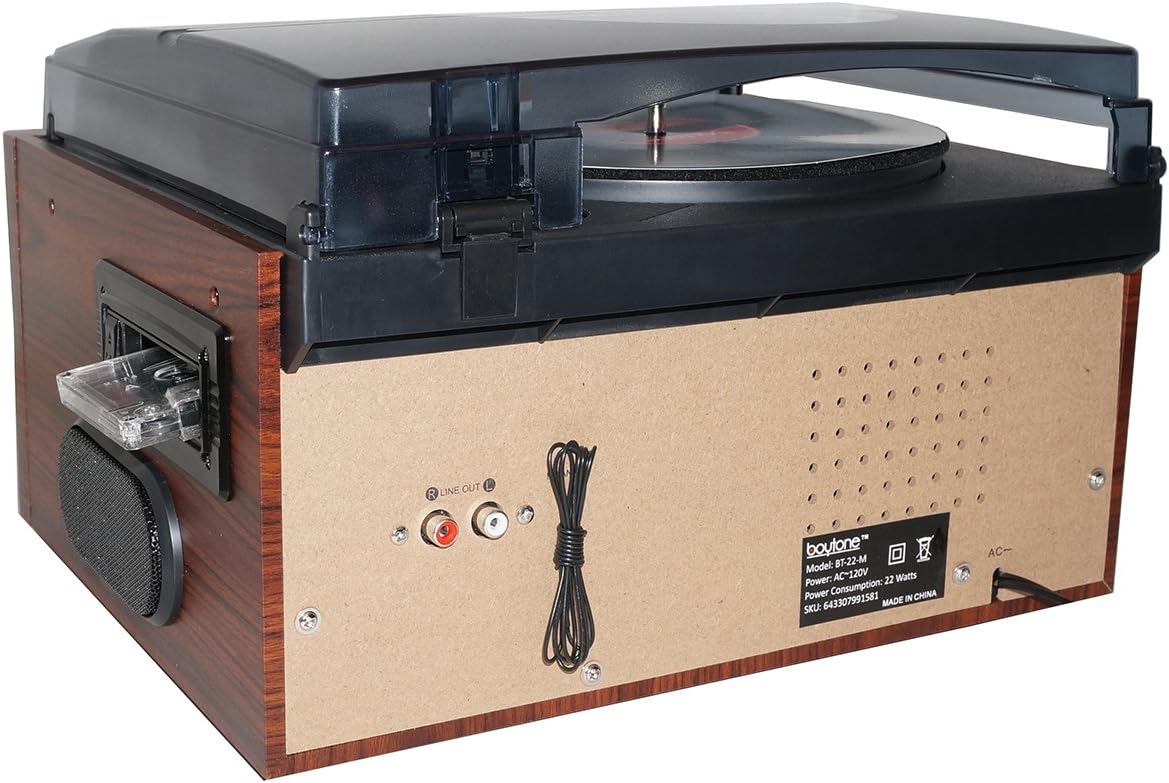 Bluetooth Record Player Turntable with AM/FM Radio, Cassette, CD Player, 2 Built in Speaker, SD Slot, USB, AUX A5560
