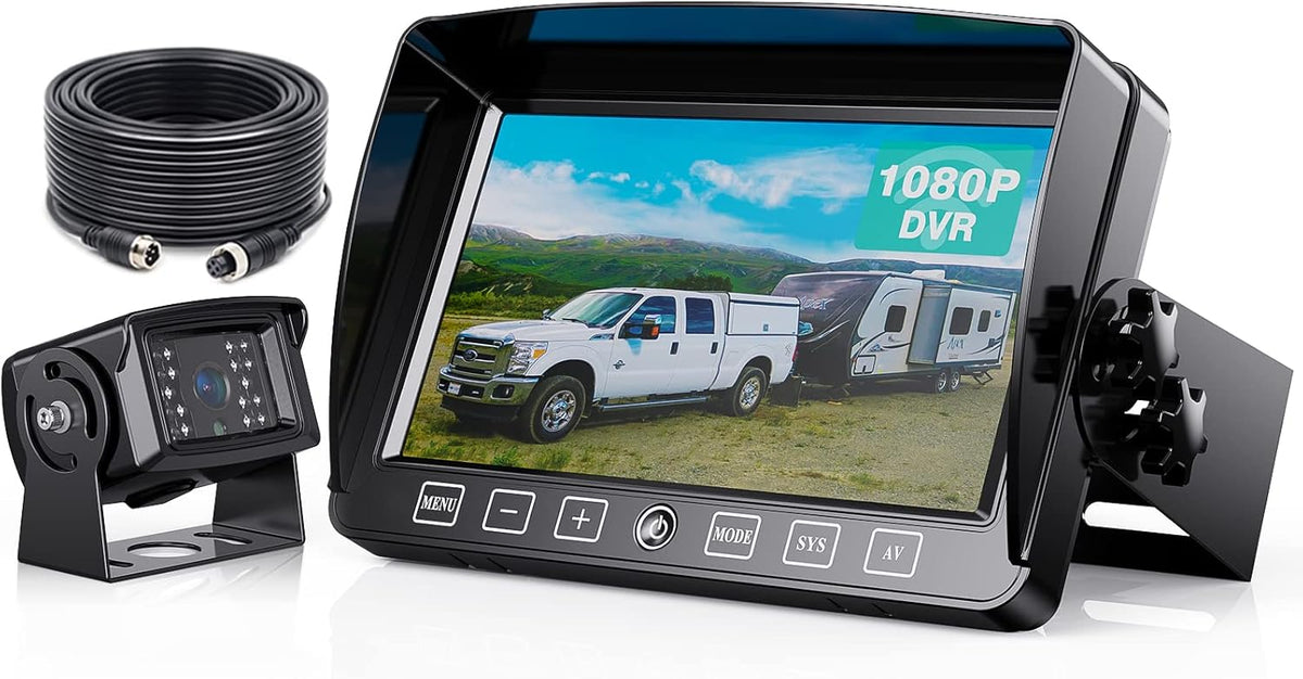 FHD 1080P Wired Backup Camera System 7 Inch Monitor IP69 Waterproof IR Night Vision Reversing Camera E474