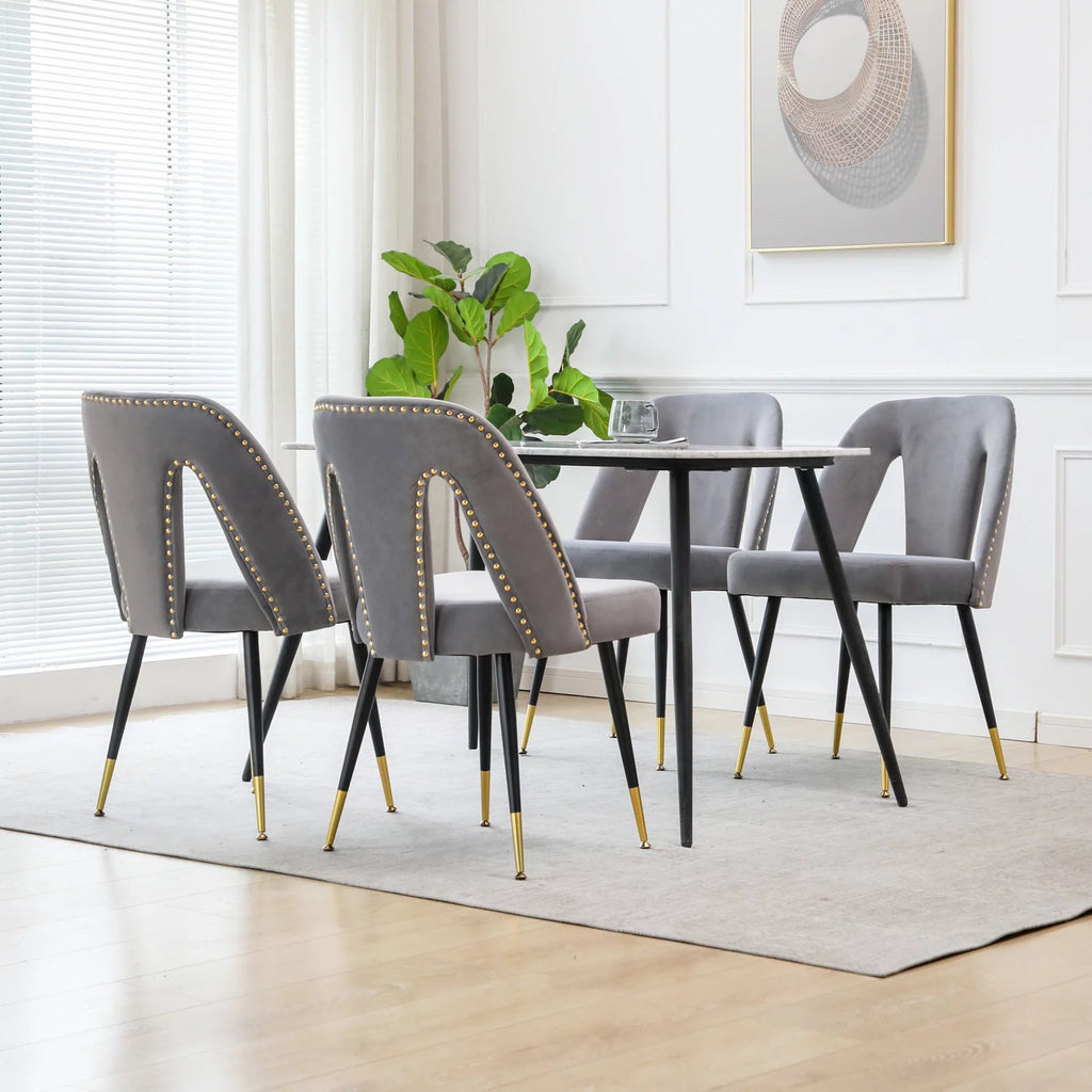 Velvet Upholstered Dining Chairs Set of 6 T878