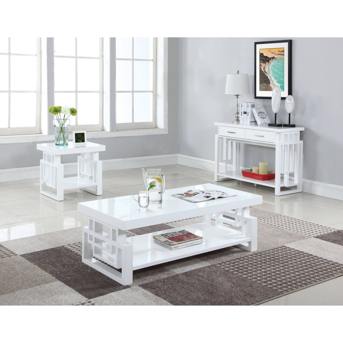 Glossy White Sofa Table G800