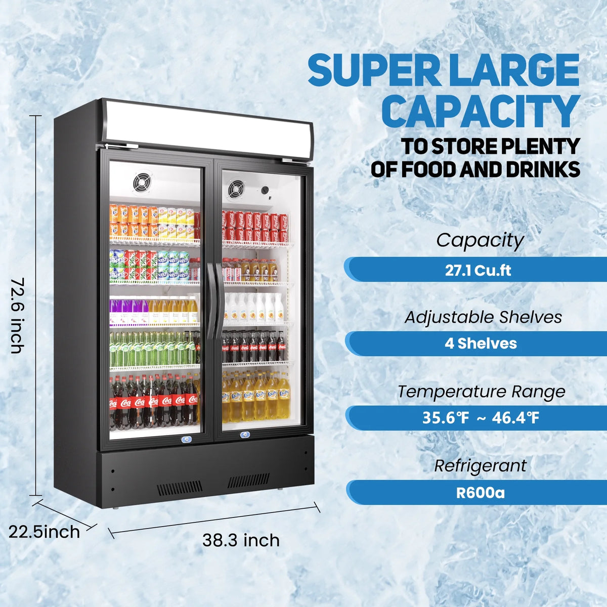 38" Glass Door Upright Beverage Refrigerator P303
