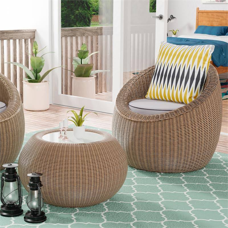 2-Piece Aluminum Patio Chair Set in Natural Brown X81336
