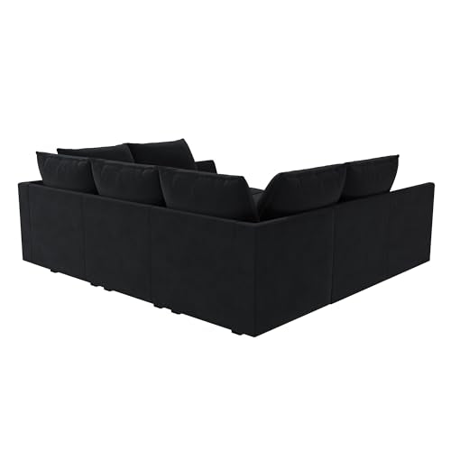Black Modular Sectional Sofa with Storage Ottoman Y290607