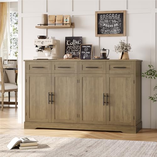 60" Ash Gray Buffet Sideboard with 4 Drawer Z590