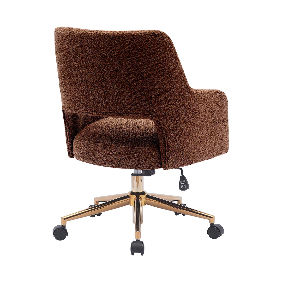 Rust Orange Boucle Fabric Upholstered Rolling Task Chair Q836976