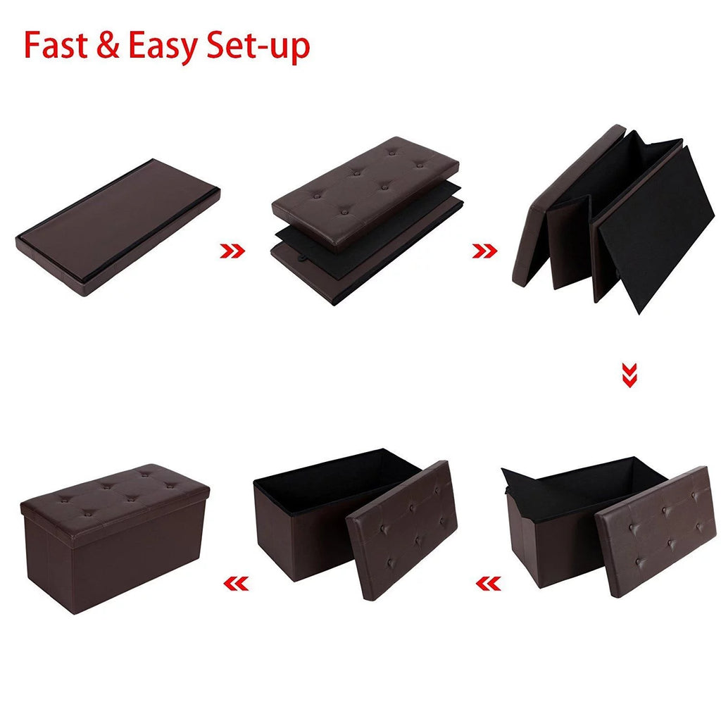 Brown Folding Storage Ottoman N95006