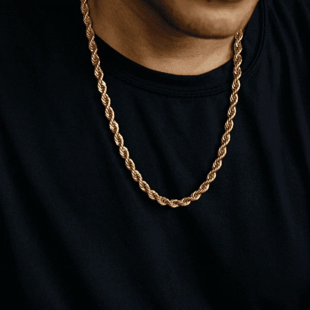 24k Gold Plated Rope Chain Necklace Z302166