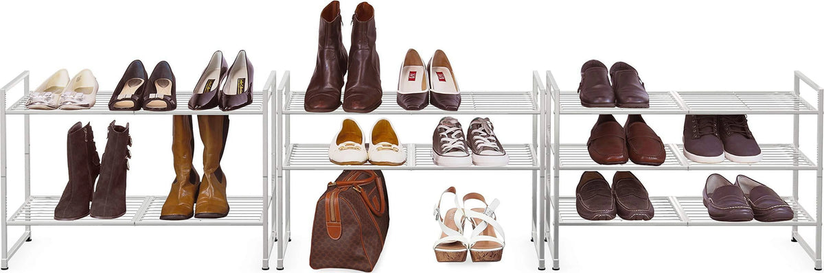 3-Tier Stackable Shoe Shelves Storage Utility Rack, Silver T441