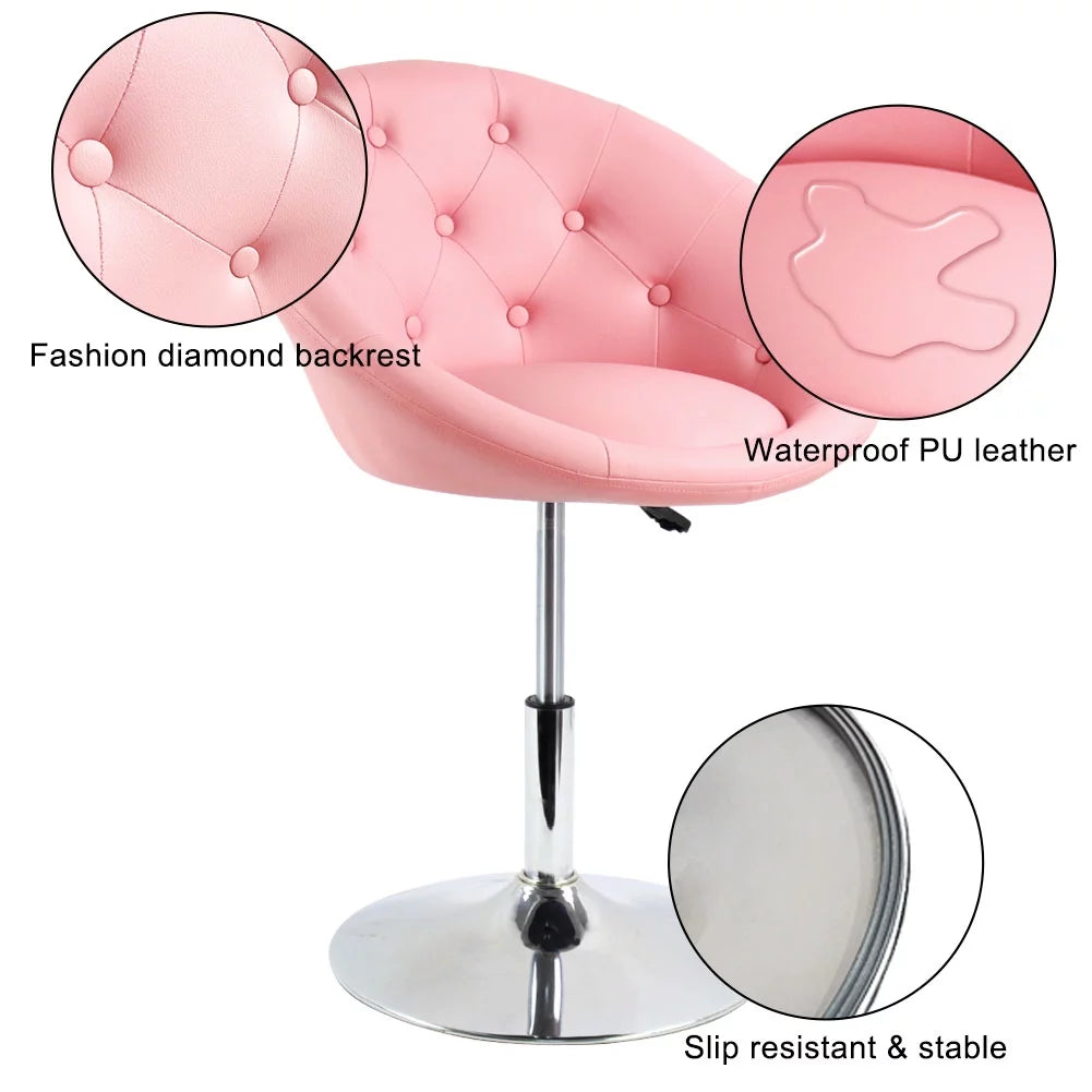 Pink PU Leather Tufted Adjustable Swivel Accent Chair V34190