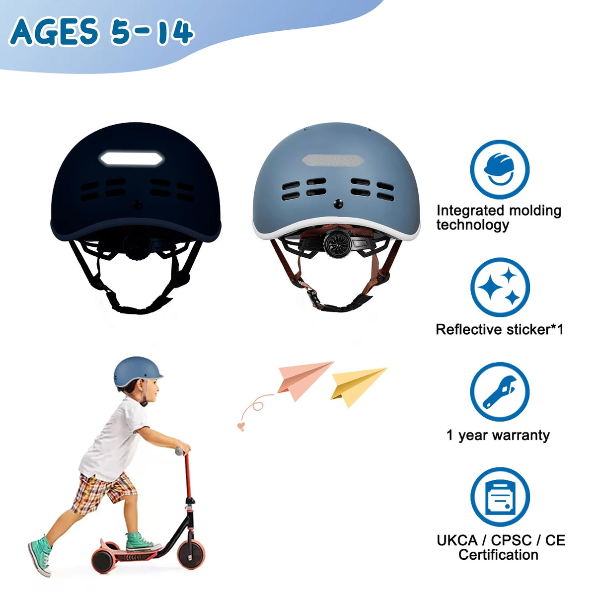 Kids Bike Helmet Skateboard Helmet Scooter Helmet Adjustable Durable（51-57cm） A279532