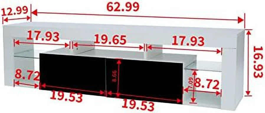 Floating TV Stand Wall Mounted with 16 Color LEDs 63" Wood TV Console 2 Drawers R28830