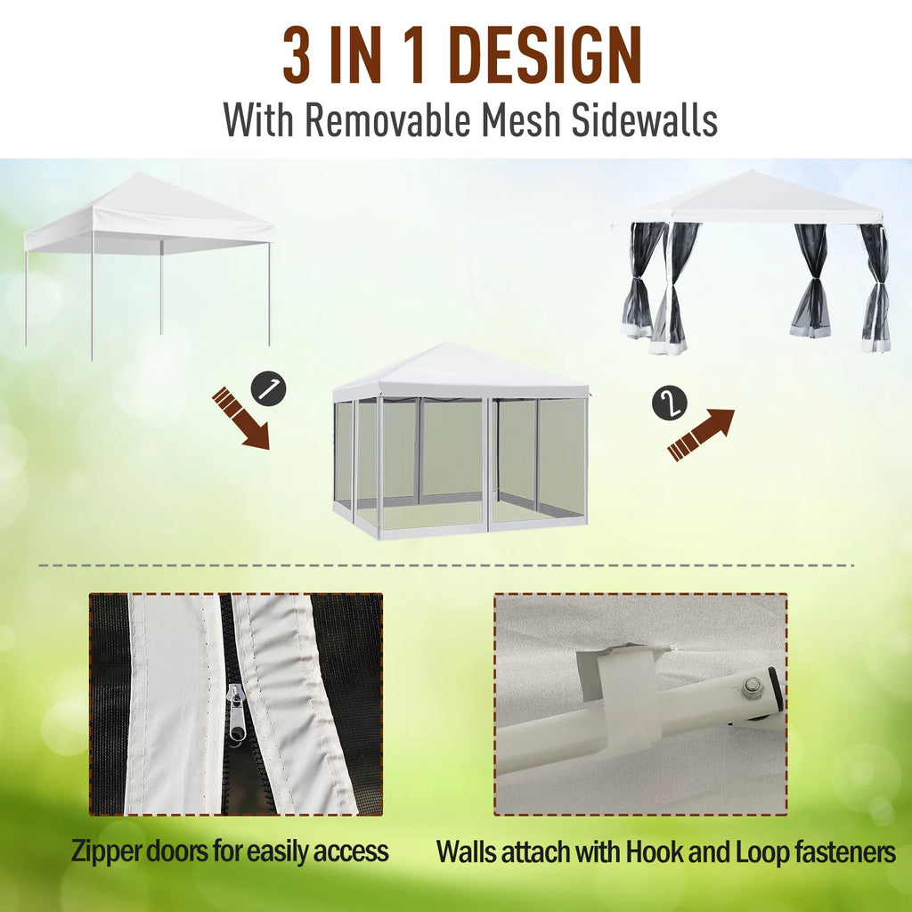 10' x 10' Pop Up Canopy Tent with Netting V7202