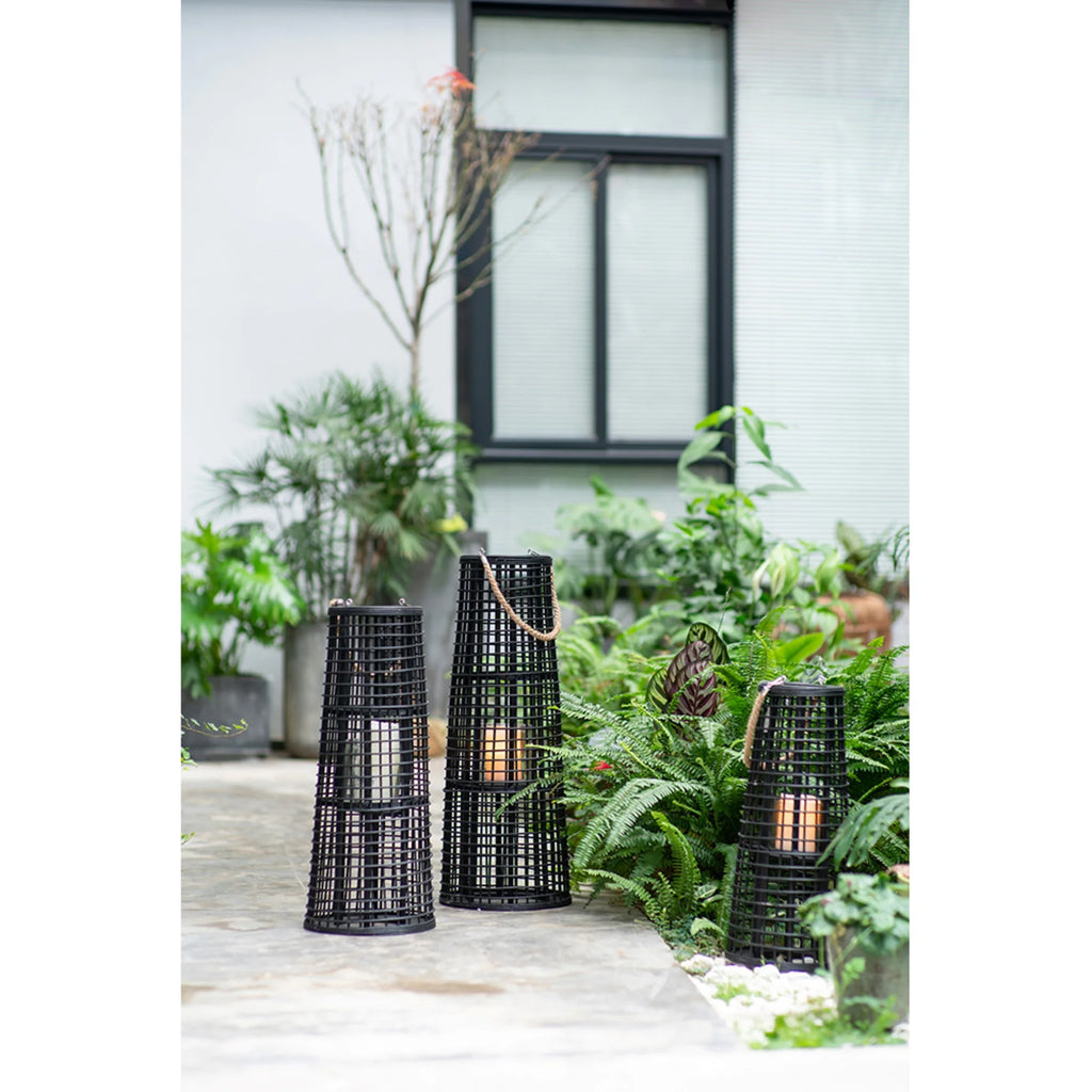 Black Tapered Candle Lantern with Handle T261