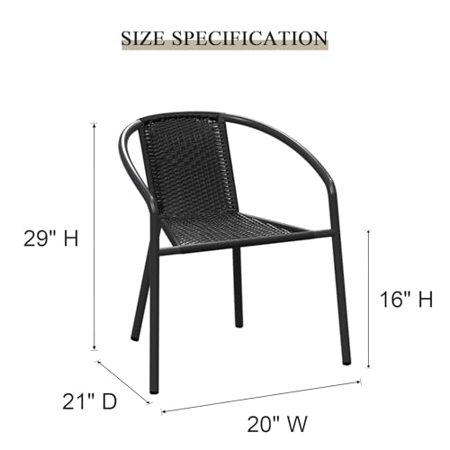 Stackable Wicker Rattan Outdoor Chairs Set of 4 M57869