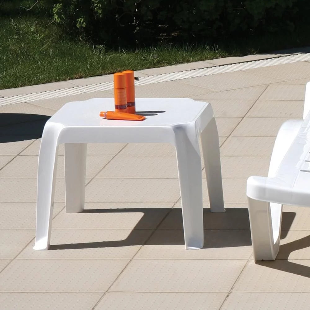 White Resin Square Side Table R913