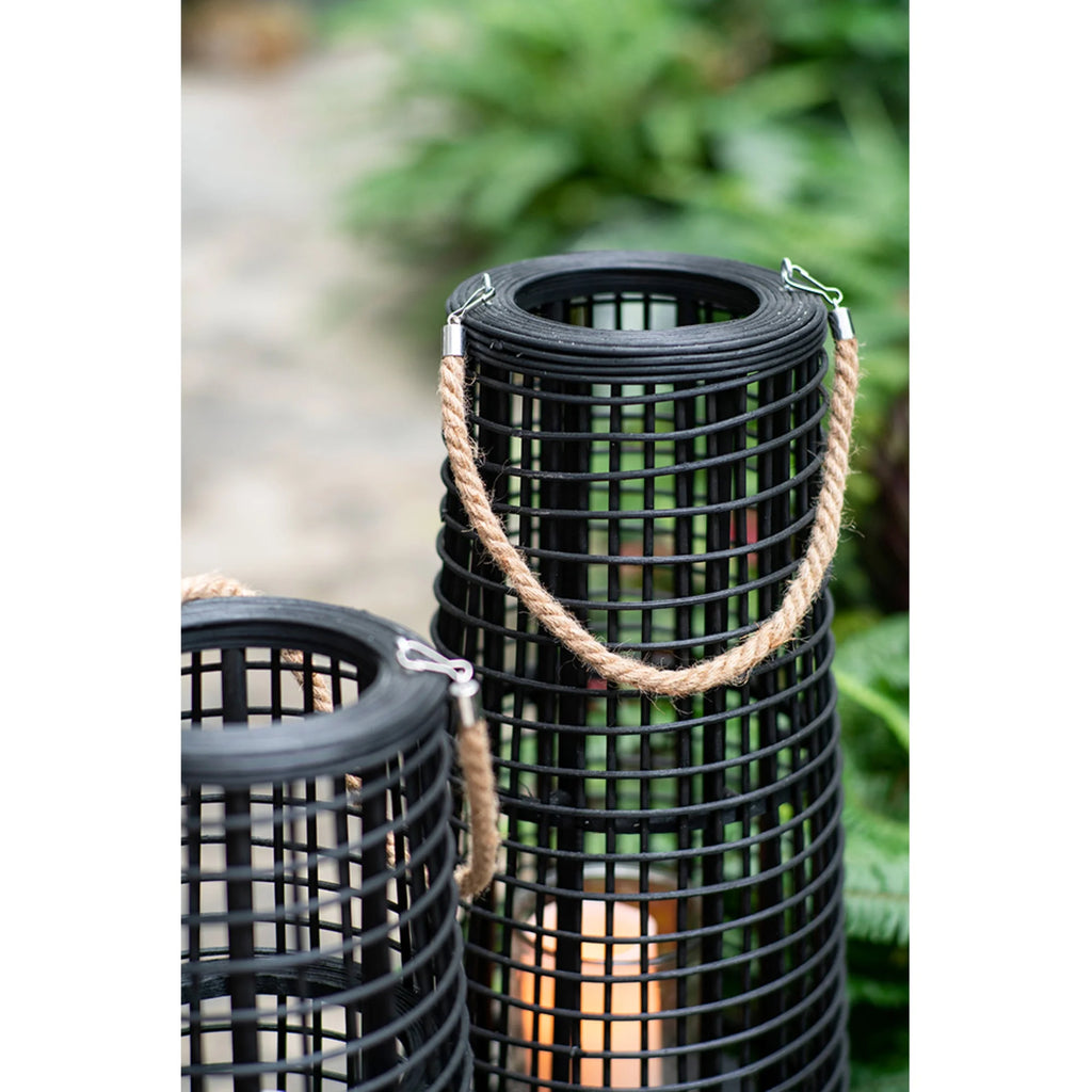 Black Tapered Candle Lantern with Handle T261