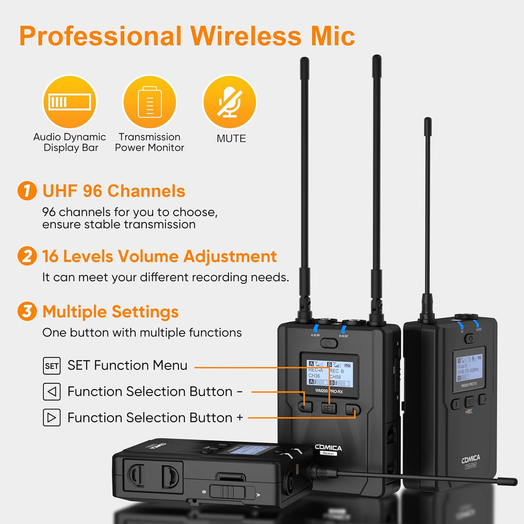 UHF Wireless Lavalier Microphone with Real-time Storage, Dual-Channel Q20192