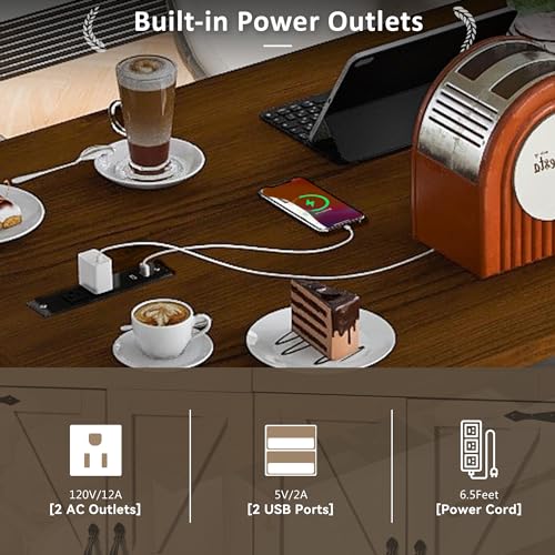 Rolling Kitchen Island with Power Outlet and Drop Leaf K68082