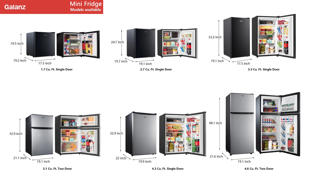 3.1 Cu ft Two Door Mini Fridge with Freezer G838