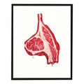 T-bone Steak Watercolor Art Print Wall Poster Q108