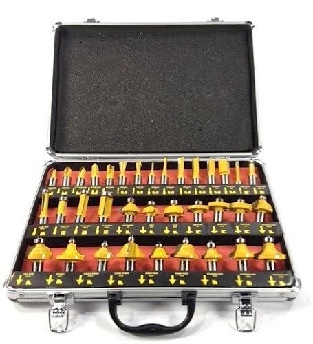 35 Router Bit Set Carbide Bits Kit Half Inch Shank Aluminum Case D87000
