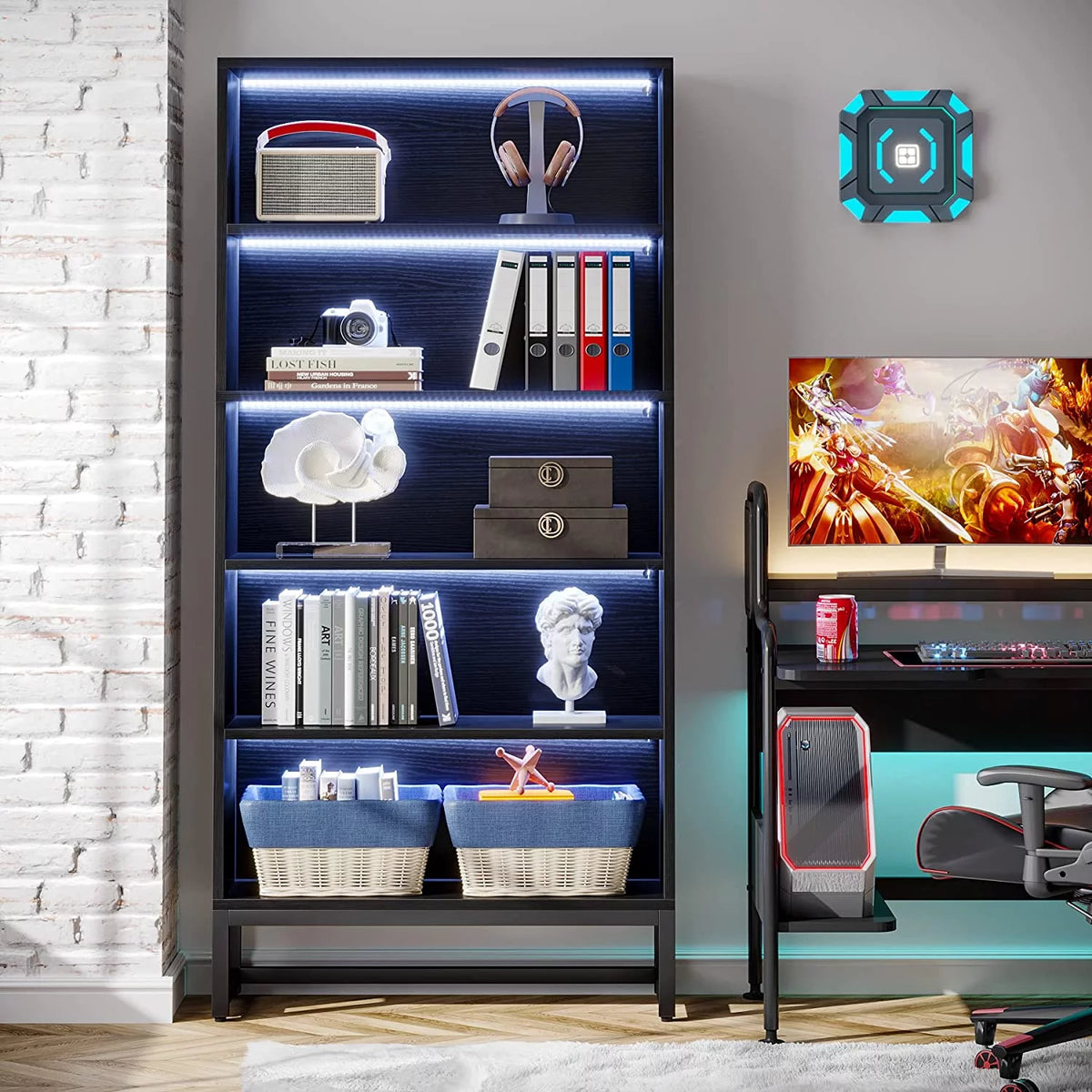 5 Shelf Bookcase with Led Lights L42336