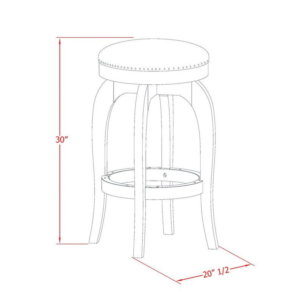 30" Wood Swivel Backless Bar Stool Set of 2 E3833