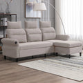 Beige L-Shaped Sectional Sofa with Storage Ottoman and 2 USB Ports C88575