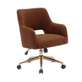 Rust Orange Boucle Fabric Upholstered Rolling Task Chair Q836976