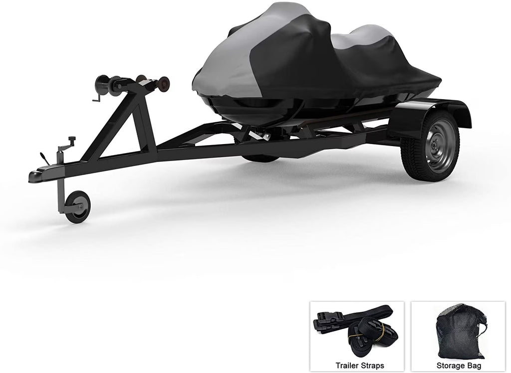 Gray/Black Trailerable Jet Ski Cover with Trailer Straps and Storage Bag Q1341