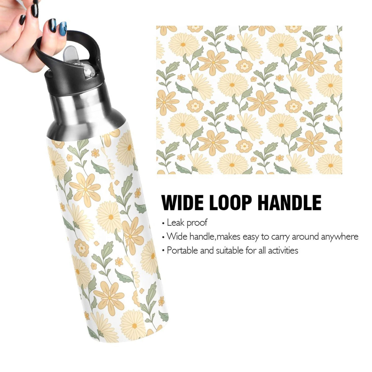 Stainless Steel Insulated Thermos Vacuum Flask Water Bottle with Straw Lid N559