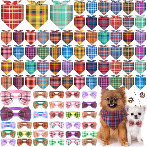 Adjustable Plaid Striped Dog Bandanas W813457